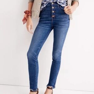 Madewell Size 26 10" High-Rise Skinny Jeans in Mackey Wash: Button-Front Edition